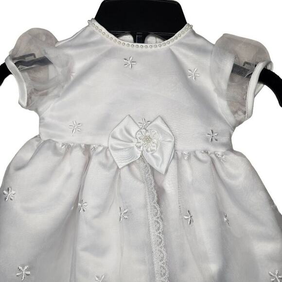 Infant Baby Girl Formal Dress, Embroidery & Beads Baptism Christening Gown, 6-9m - Picture 4 of 10